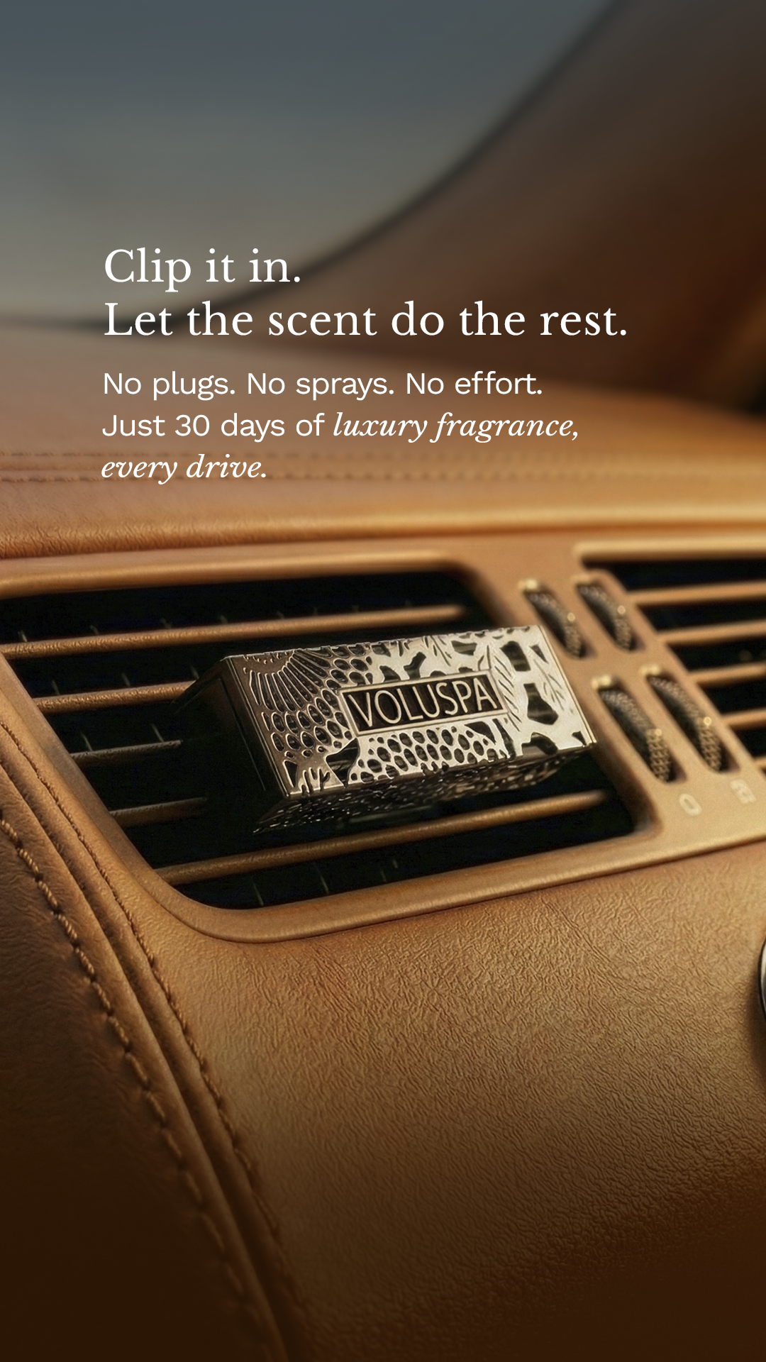 Car air freshener lifestyle ad with luxury positioning